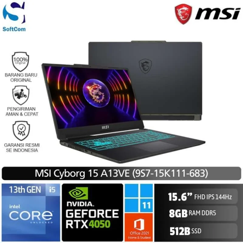 MSI Cyborg 15 – i5-13420H / 16 Go / 512 Go / RTX 4050 6 Go — photo illustrative